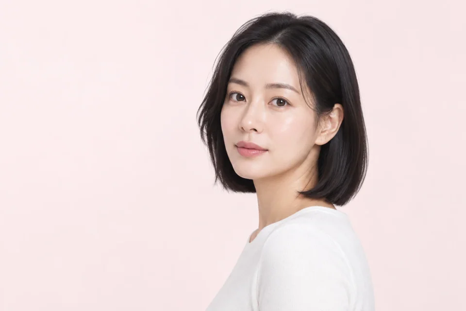 모공·흉터 안내를 위한 흰 상의의 가상 성인 모델