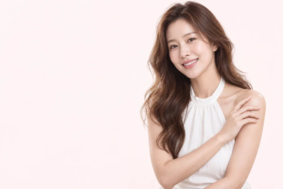 흰 상의를 입고 어깨에 손을 올린 스컬트라 안내용 가상 모델